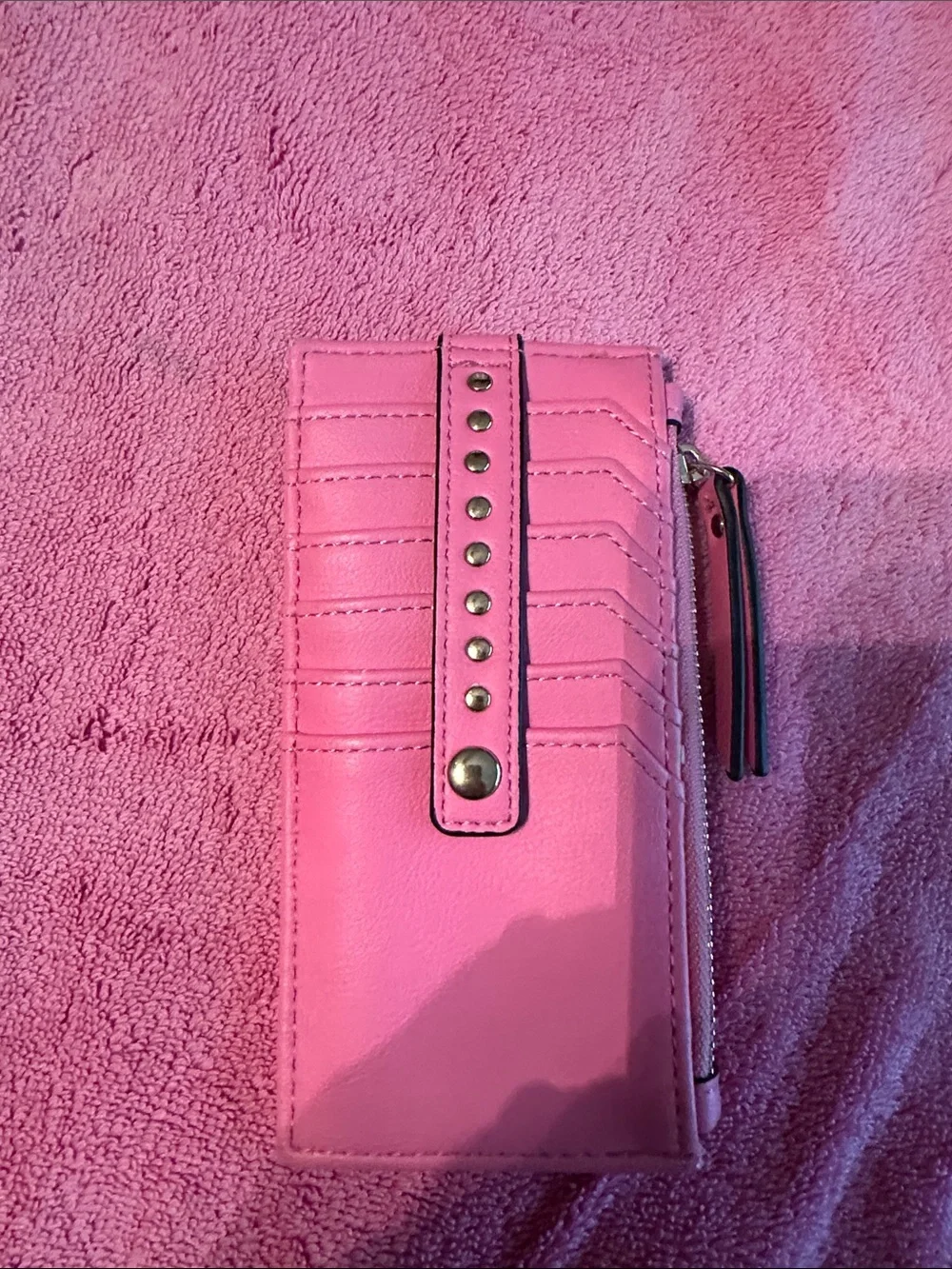 Pink Wallet Phone Case with Card Slots and ID Window